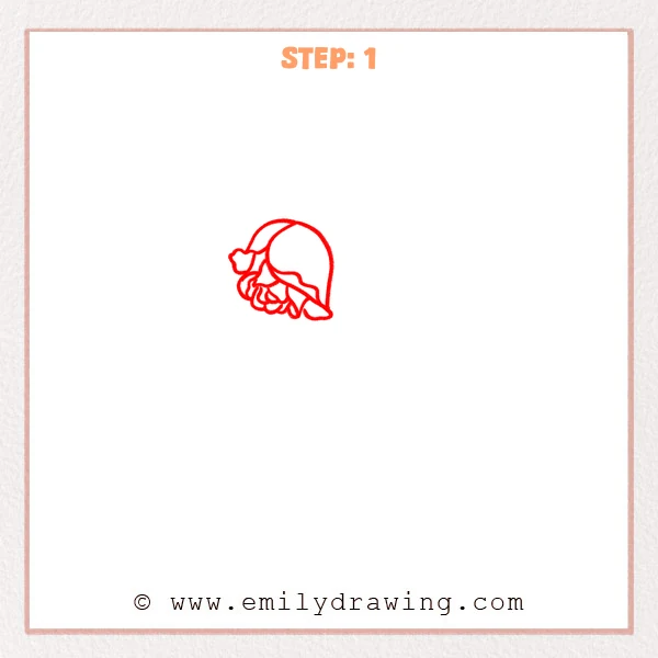 how to draw a dead rose - Step 1 of how to draw a dead rose shows a simple drooping bud outline with a few curved petal-fold lines.